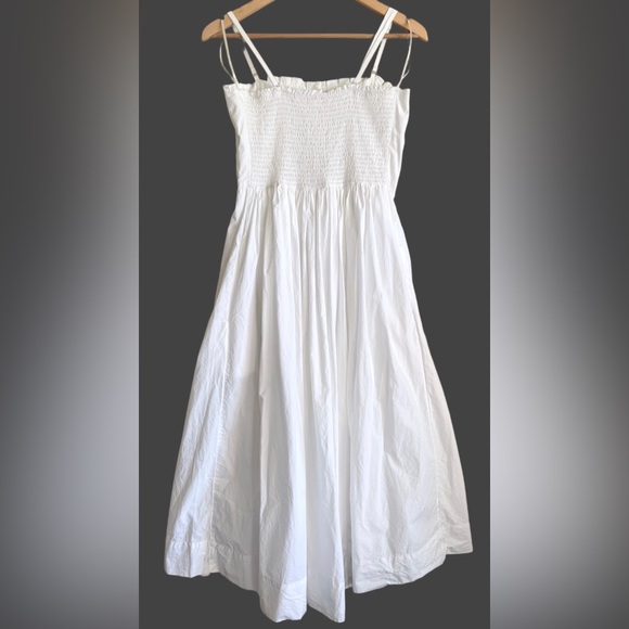 FREE PEOPLE 100% Cotton Feminine Versatile Lilah Pleated Tube Midi Dress Sz M - Picture 8 of 11